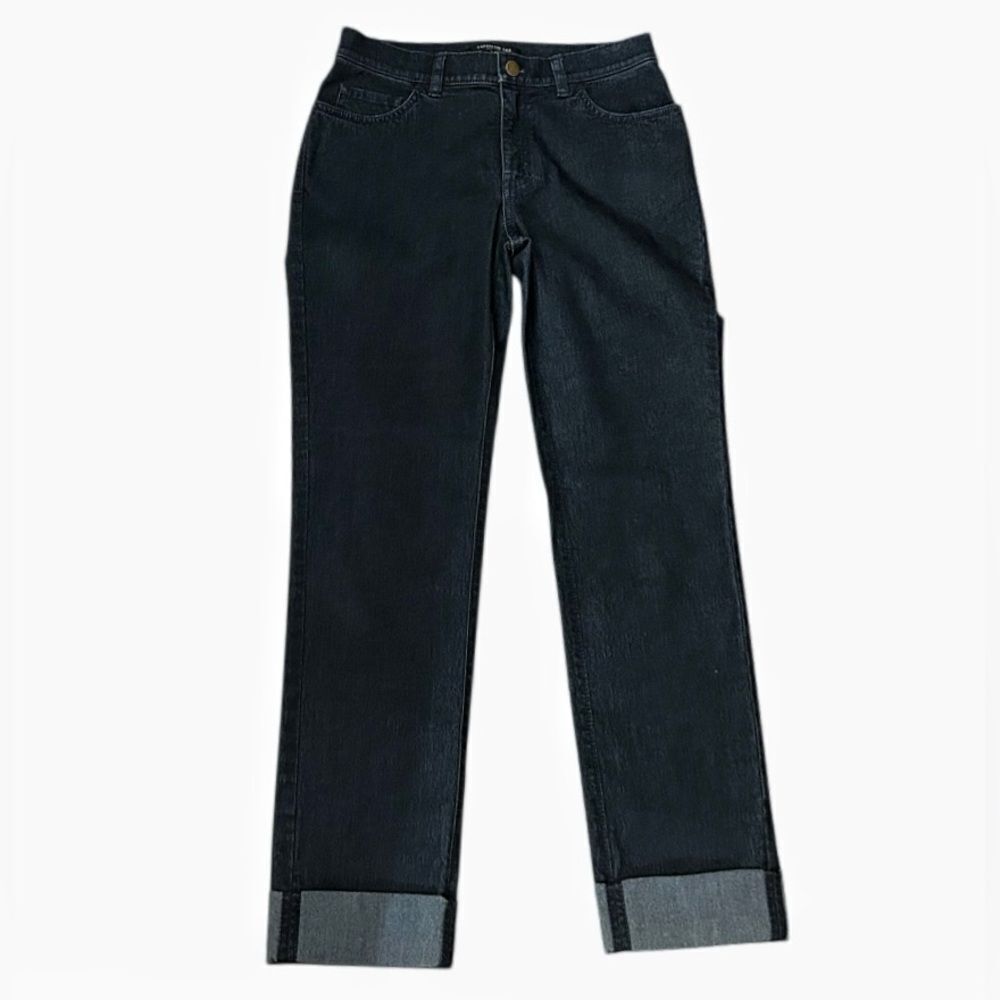 Lafayette 148 New York Jeans Size 0 Dark Wash Cropped Cuffed Stretch